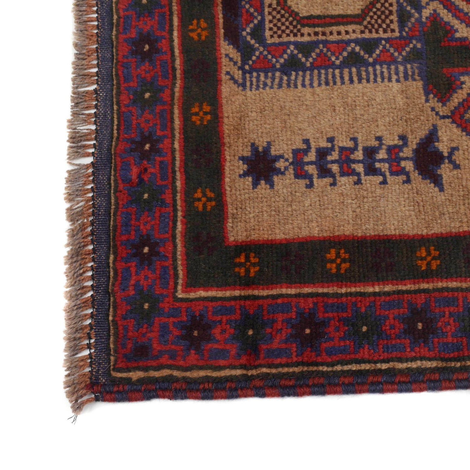 Baluchi Rug Handmade Beige Prayer Design 3x5 ft