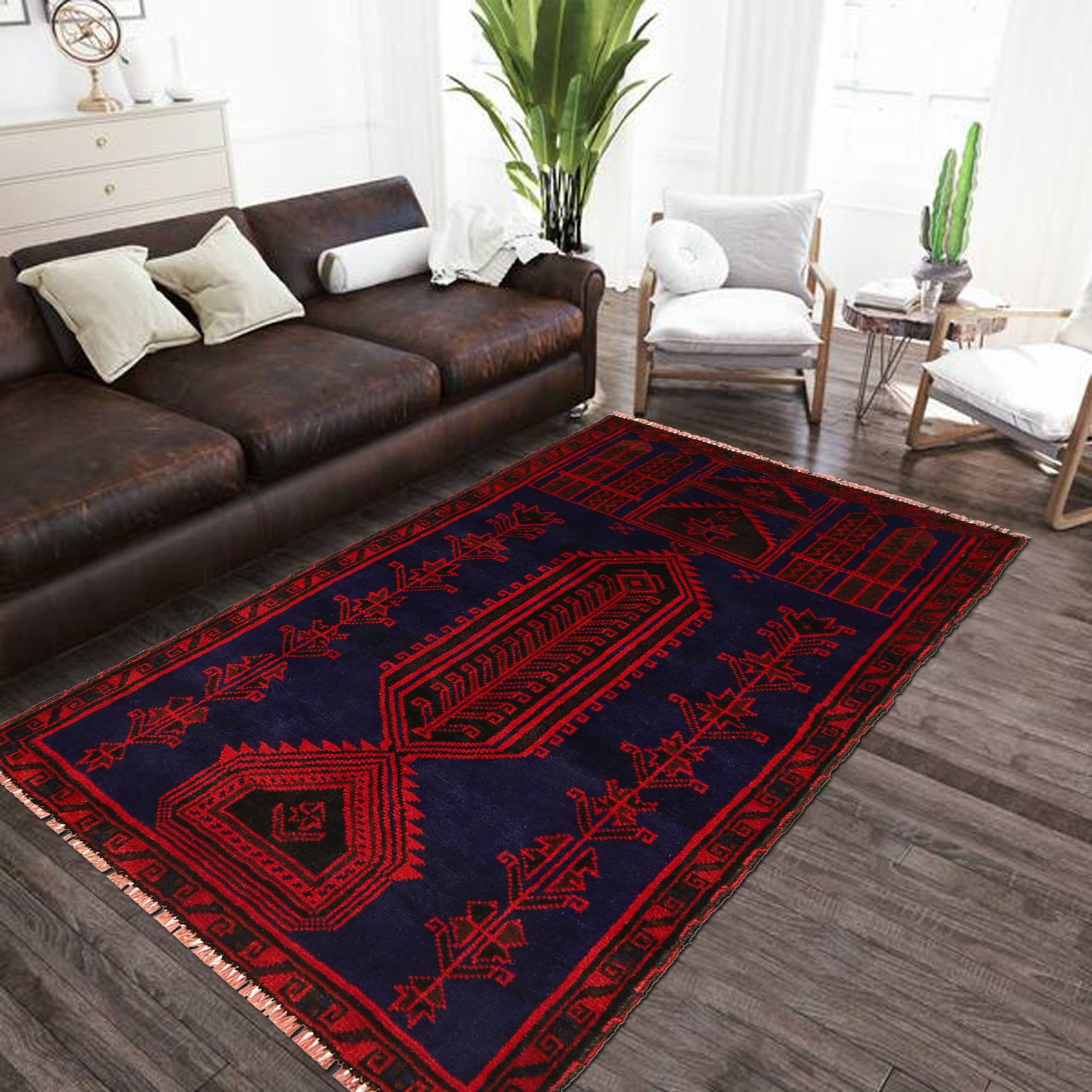 Baluchi Rug Handmade Blue Prayer Design 3x5 ft