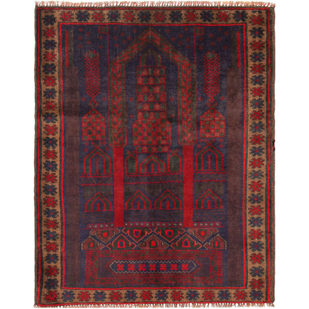 Baluchi Rug Handmade Multi Prayer Design 2x4 ft