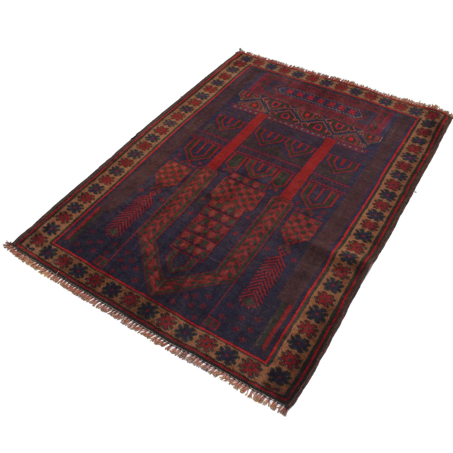 Baluchi Rug Handmade Multi Prayer Design 2x4 ft