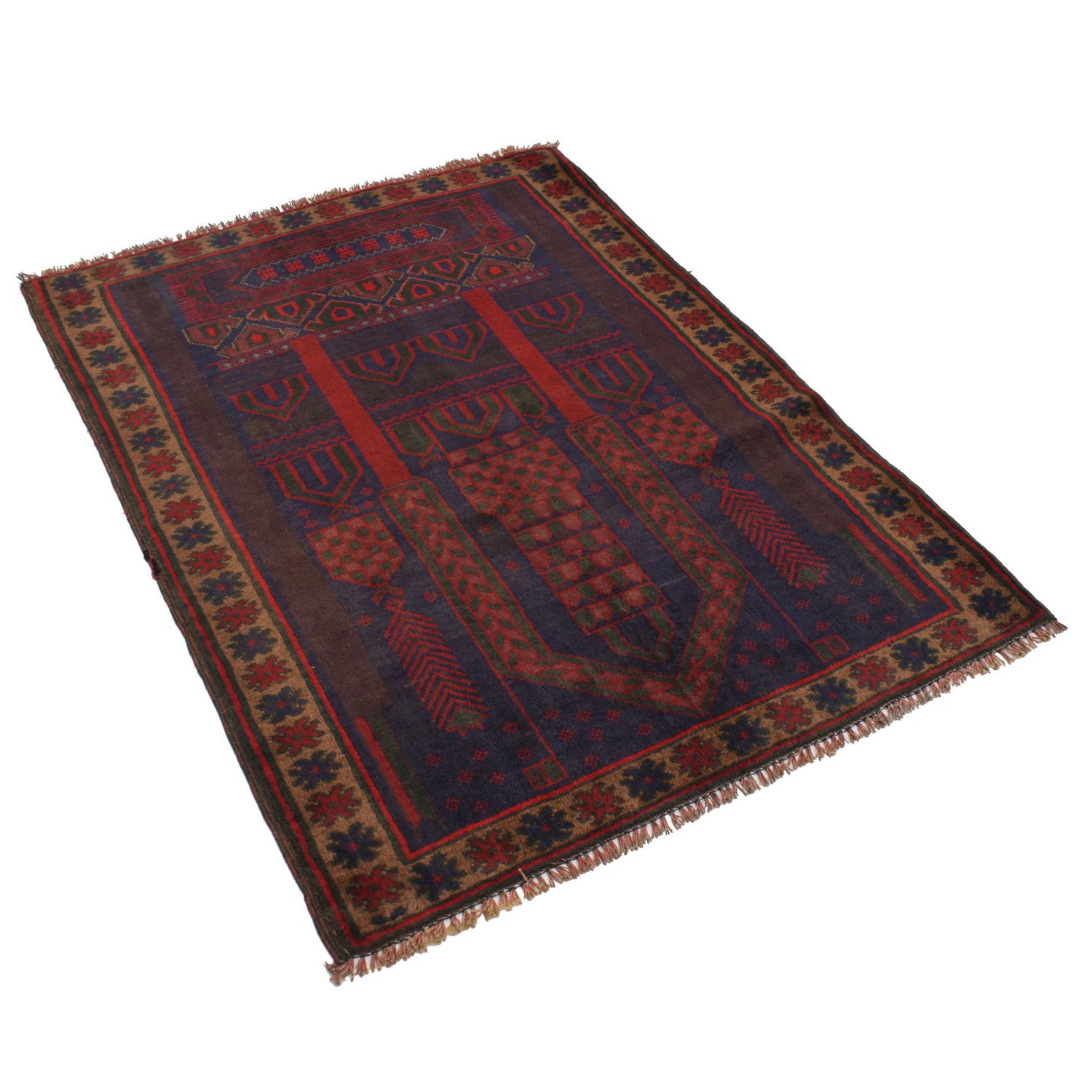 Baluchi Rug Handmade Multi Prayer Design 2x4 ft