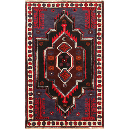 Baluchi Rug Handmade Multi Geometric 3x5 ft