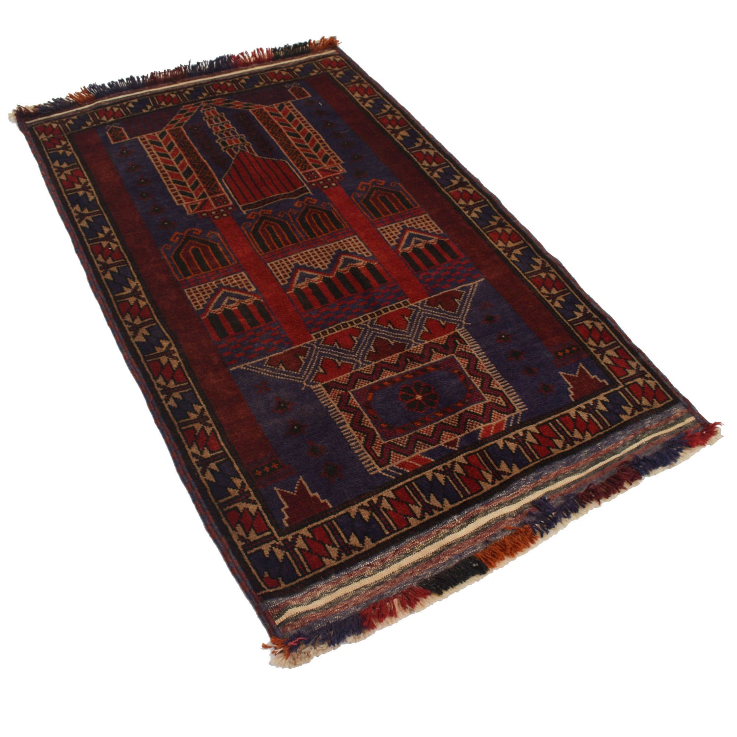 Baluchi Rug Handmade Multi Prayer Design 3x5 ft