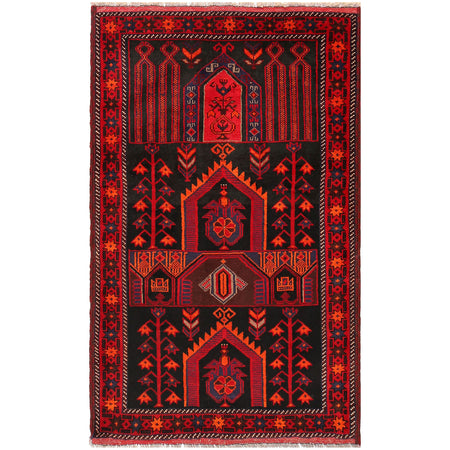 Baluchi Rug Handmade Multi Prayer Design 3x5 ft