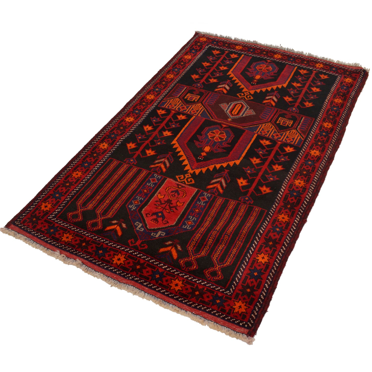 Baluchi Rug Handmade Multi Prayer Design 3x5 ft
