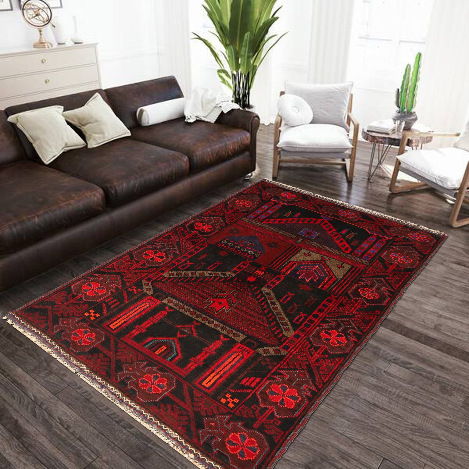 Baluchi Rug Handmade Multi Prayer Design 3x5 ft