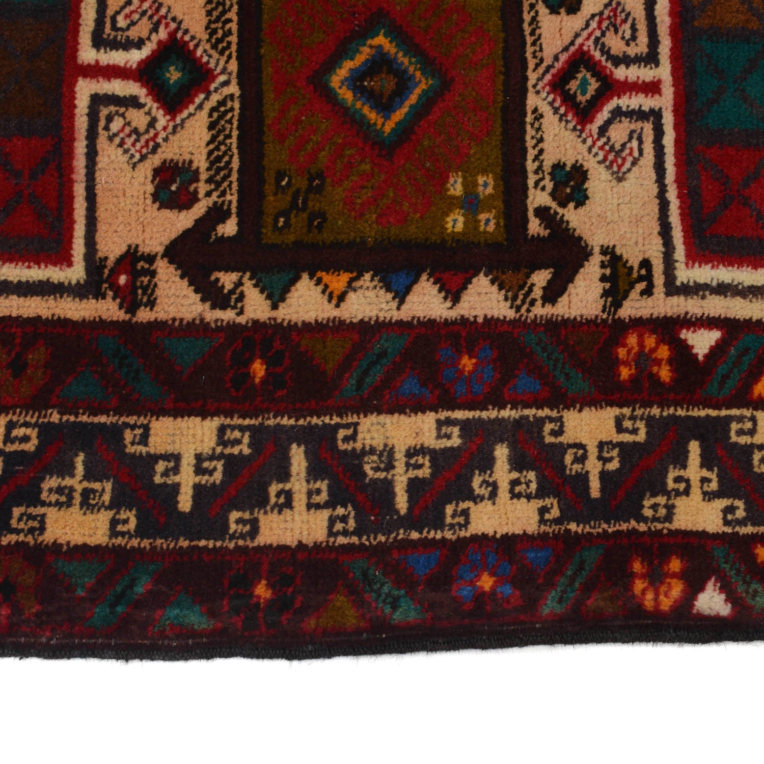 Baluchi Rug Handmade Multi Geometric 3x5 ft