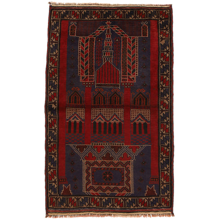 Baluchi Rug Handmade Multi Prayer Design 3x5 ft