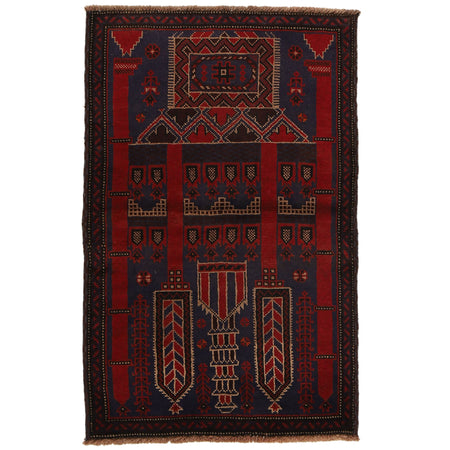 Baluchi Rug Handmade Multi Prayer Design 3x5 ft