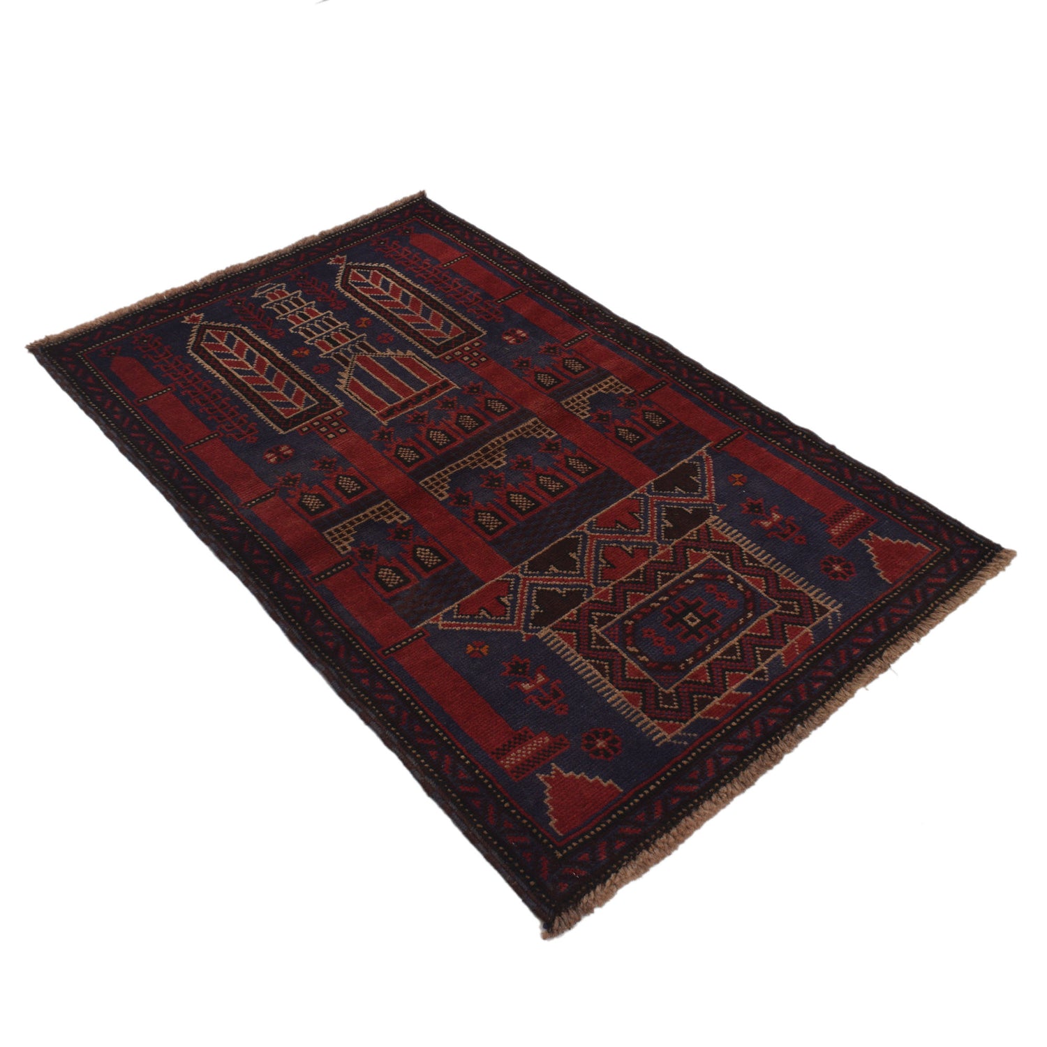 Baluchi Rug Handmade Multi Prayer Design 3x5 ft