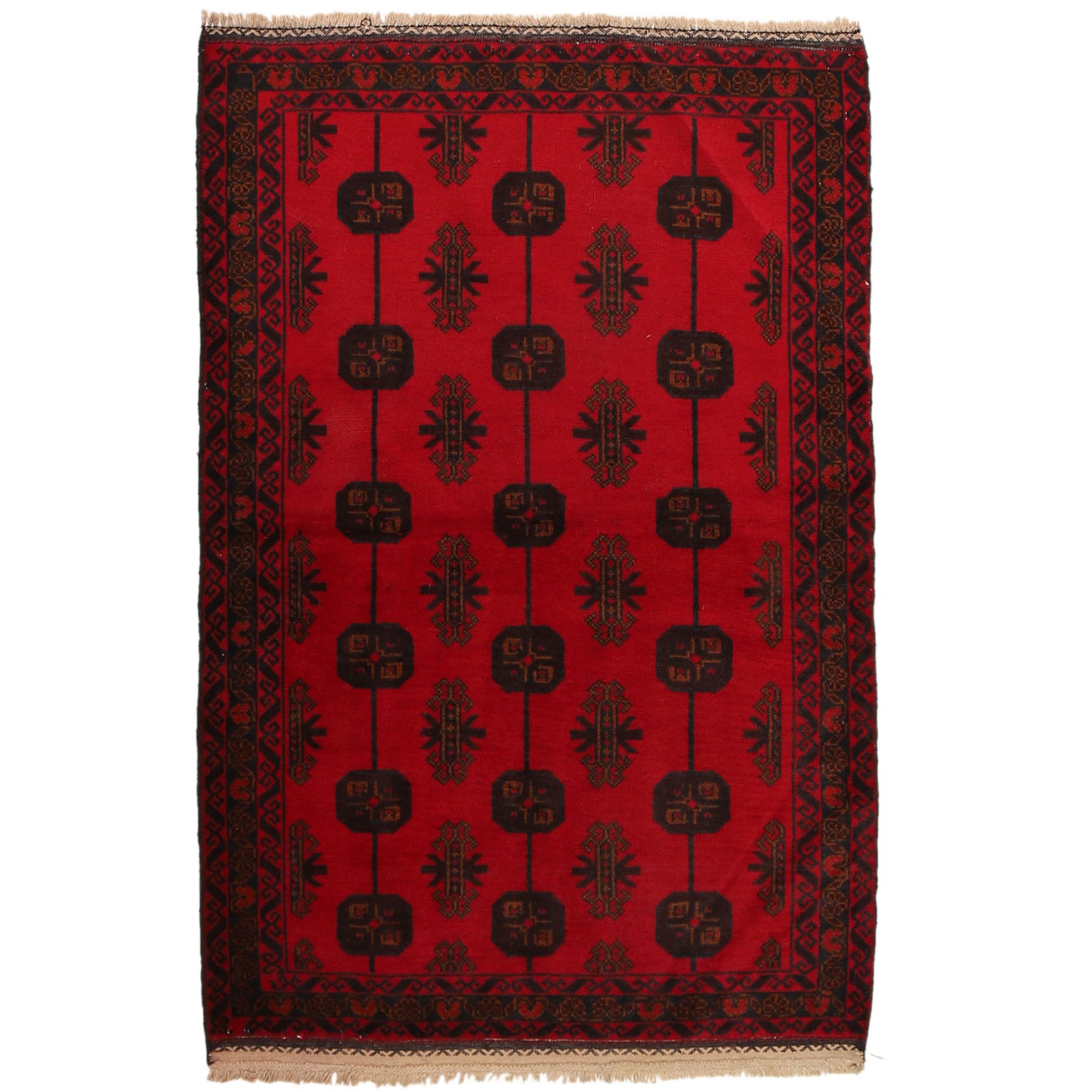 Baluchi Rug Handmade Red Geometric 2x4 ft