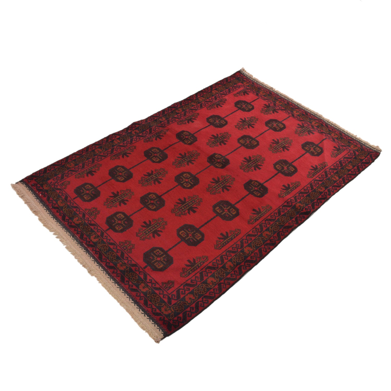 Baluchi Rug Handmade Red Geometric 2x4 ft