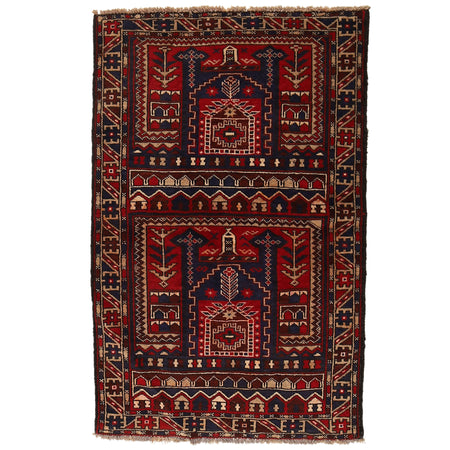 Baluchi Rug Handmade Multi Prayer Design 2x4 ft