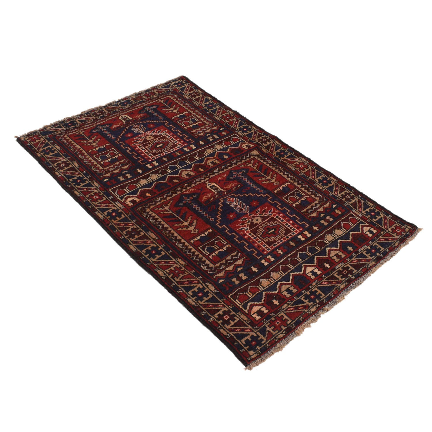 Baluchi Rug Handmade Multi Prayer Design 2x4 ft