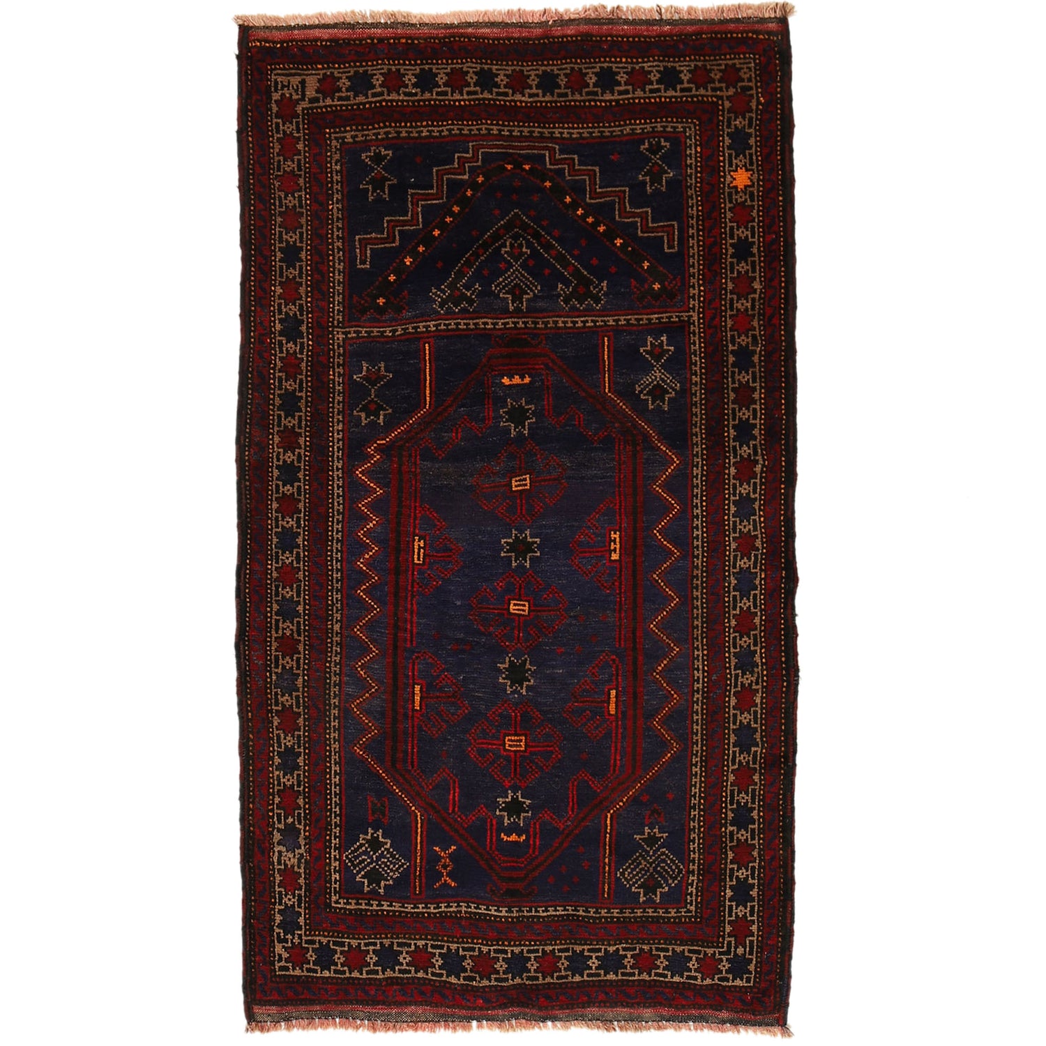 Baluchi Rug Handmade Multi Prayer Design 3x5 ft