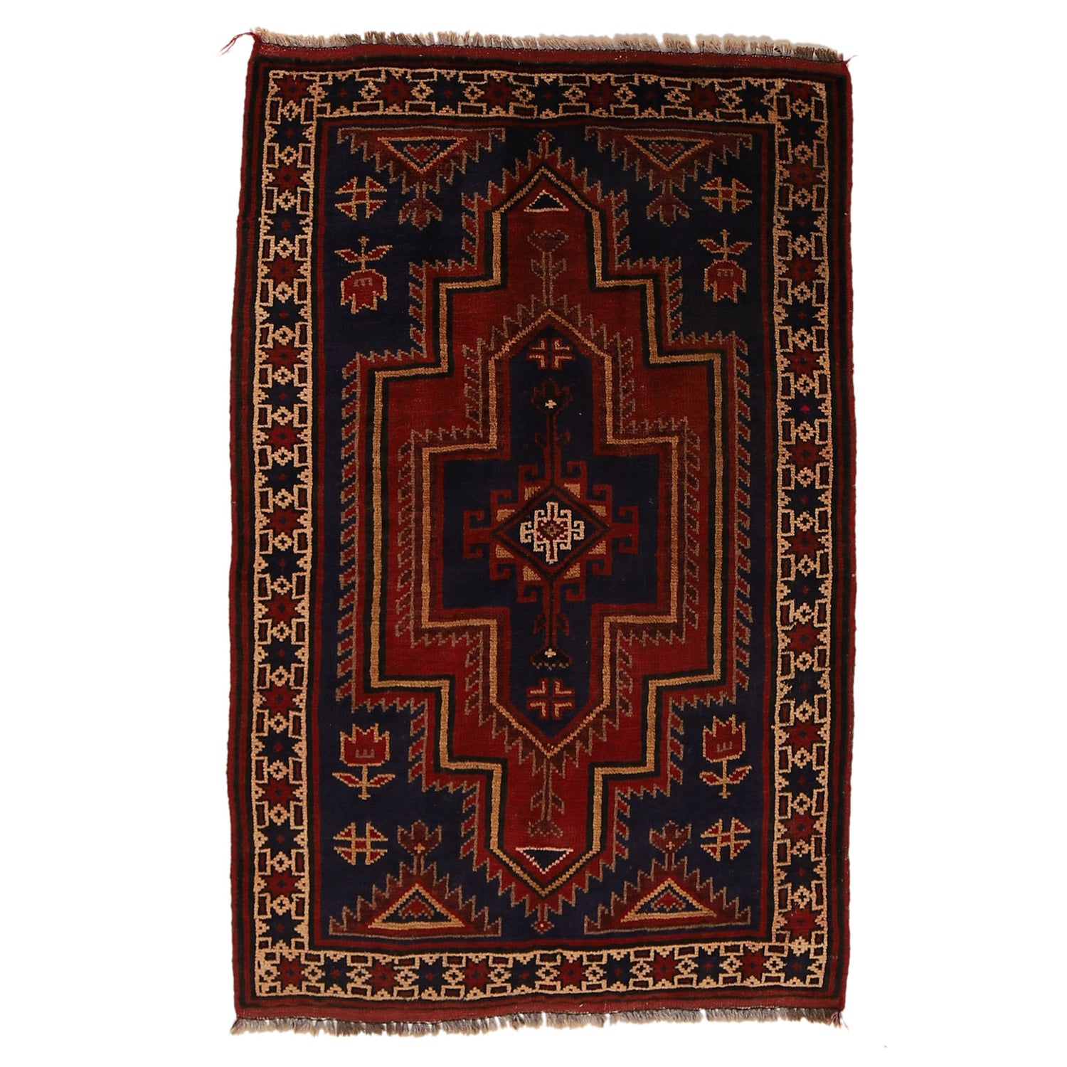 Baluchi Rug Handmade Multi Floral 2x4 ft