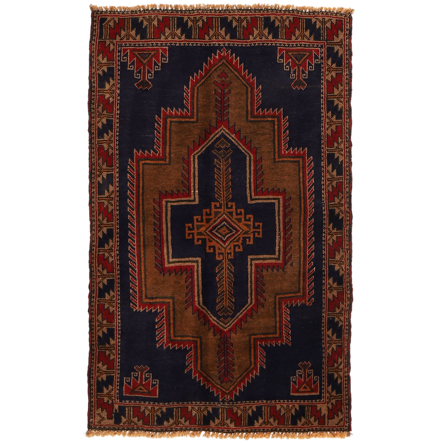 Baluchi Rug Handmade Multi Geometric 3x5 ft