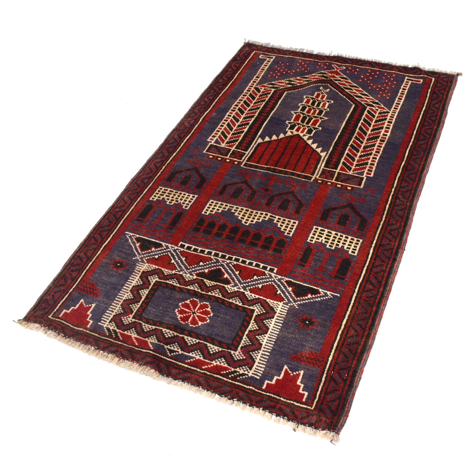 Baluchi Rug Handmade Multi Prayer Design 3x5 ft