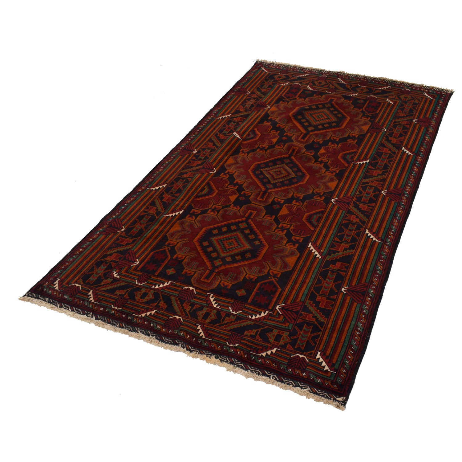 Baluchi Rug Handmade Multi Geometric 4x6 ft