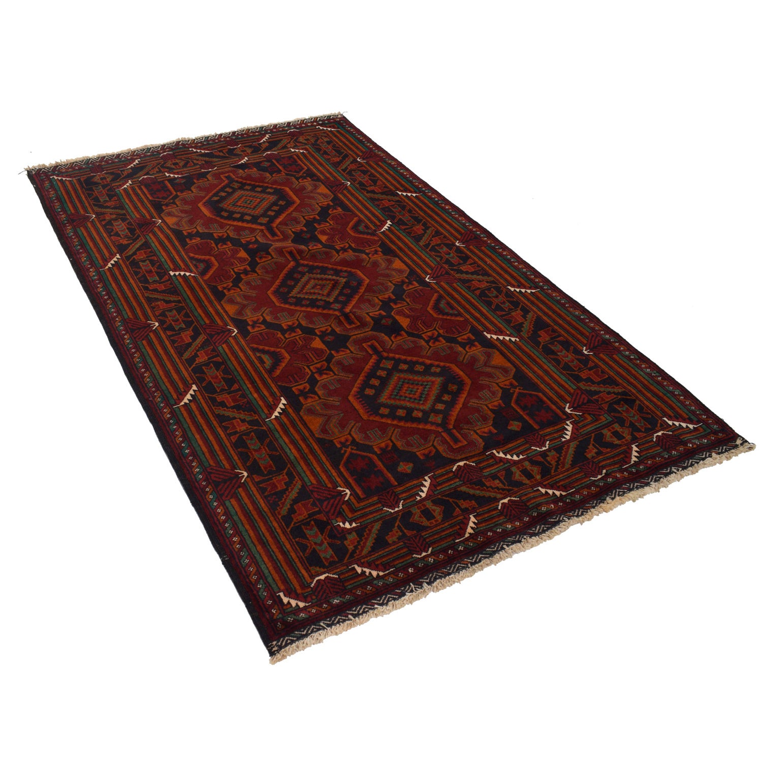 Baluchi Rug Handmade Multi Geometric 4x6 ft