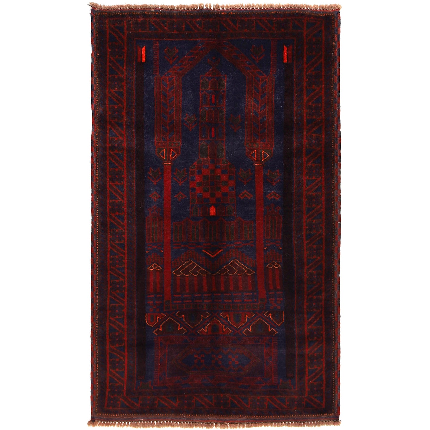 Baluchi Rug Handmade Multi Prayer Design 3x5 ft