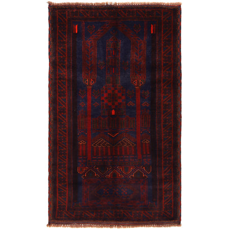 Baluchi Rug Handmade Multi Prayer Design 3x5 ft