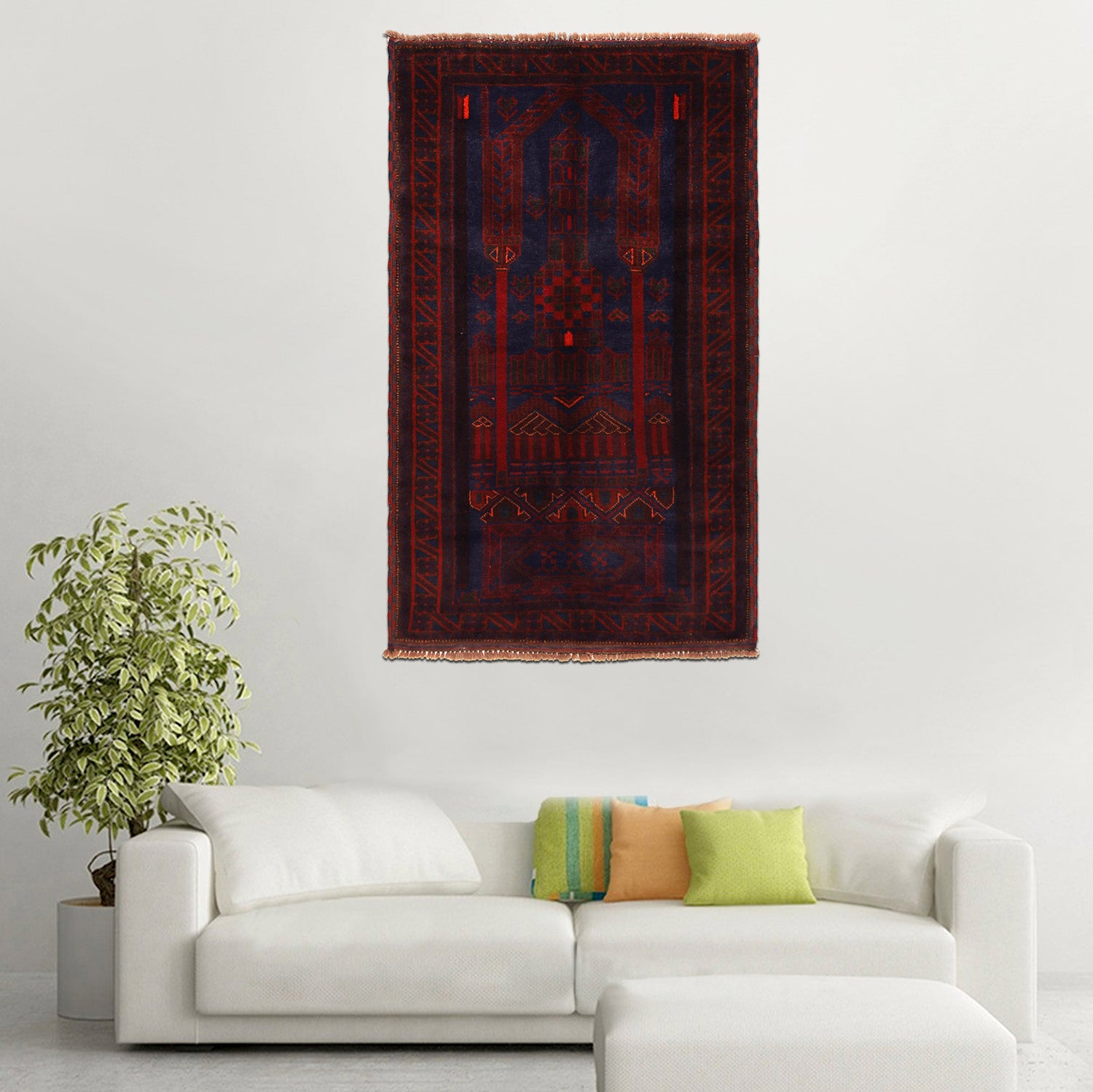 Baluchi Rug Handmade Multi Prayer Design 3x5 ft