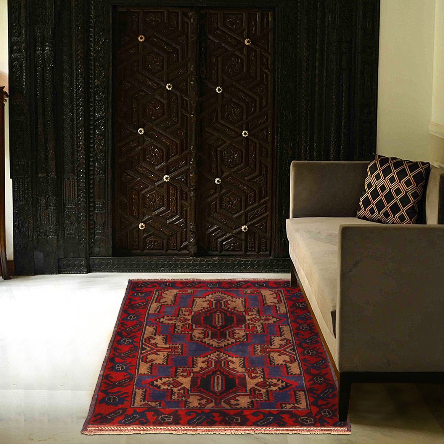 Baluchi Rug Handmade Multi Floral 3x5 ft