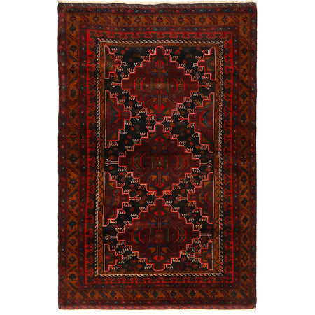 Baluchi Rug Handmade Multi Geometric 4x6 ft