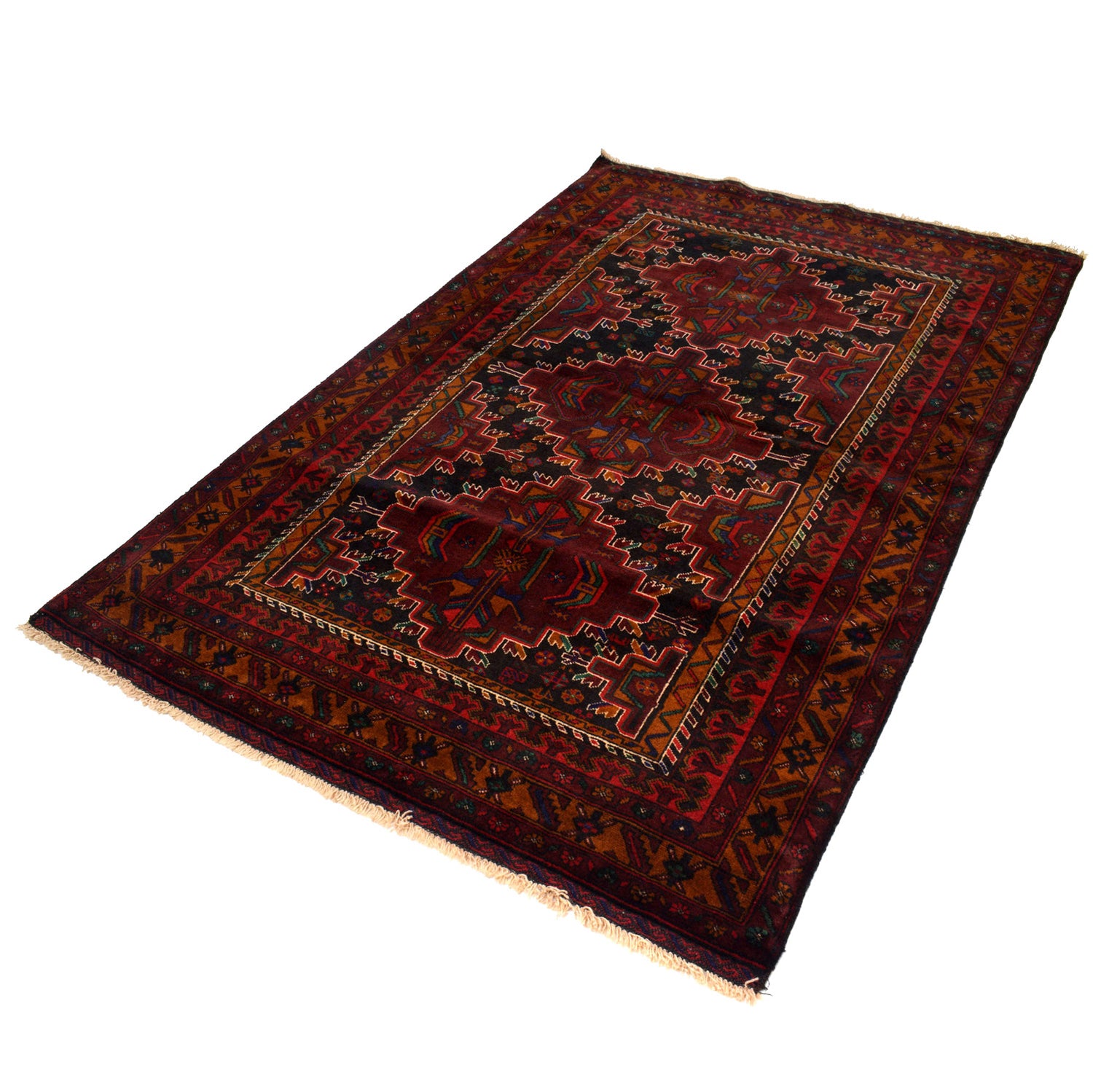 Baluchi Rug Handmade Multi Geometric 4x6 ft