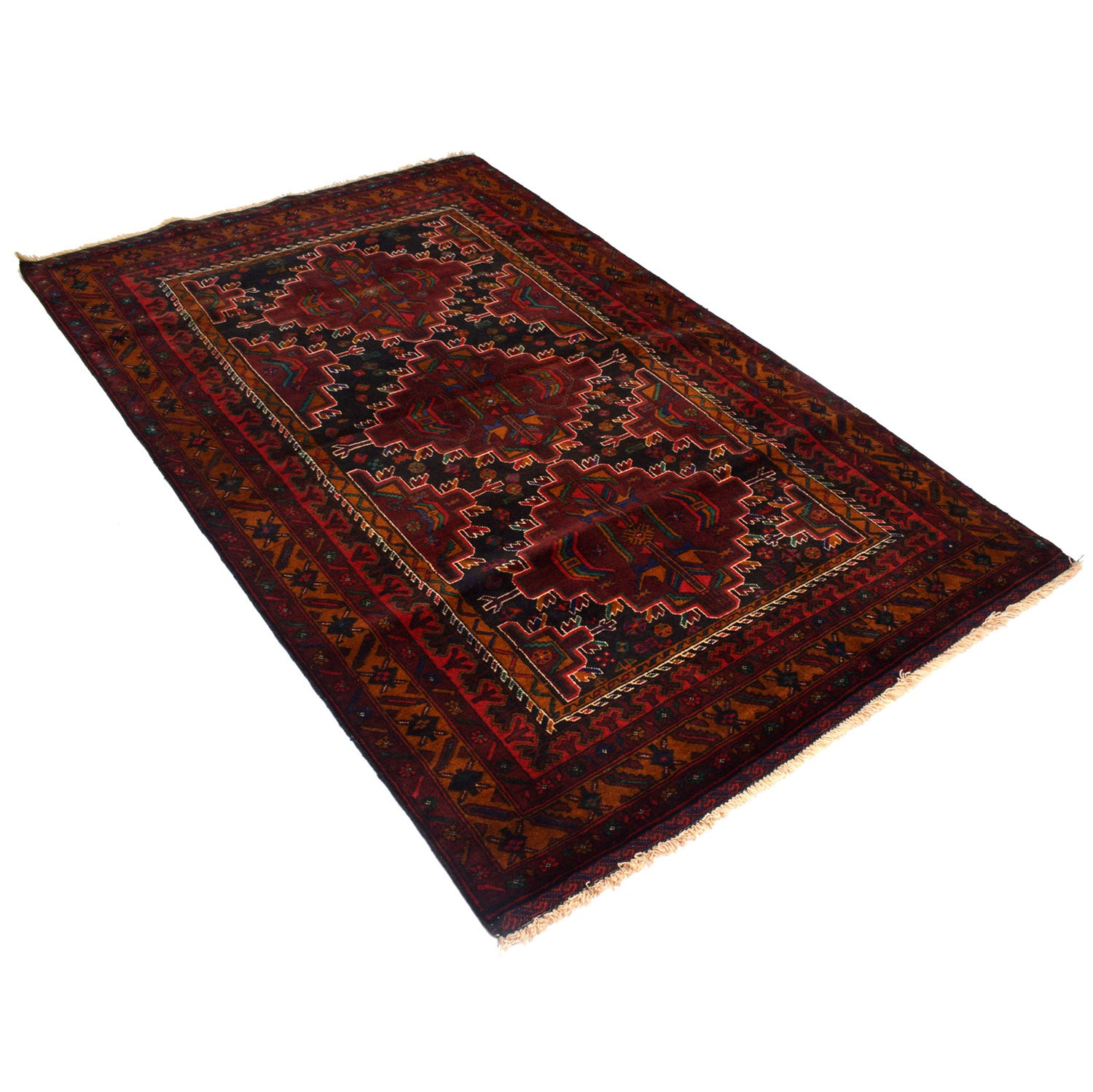 Baluchi Rug Handmade Multi Geometric 4x6 ft