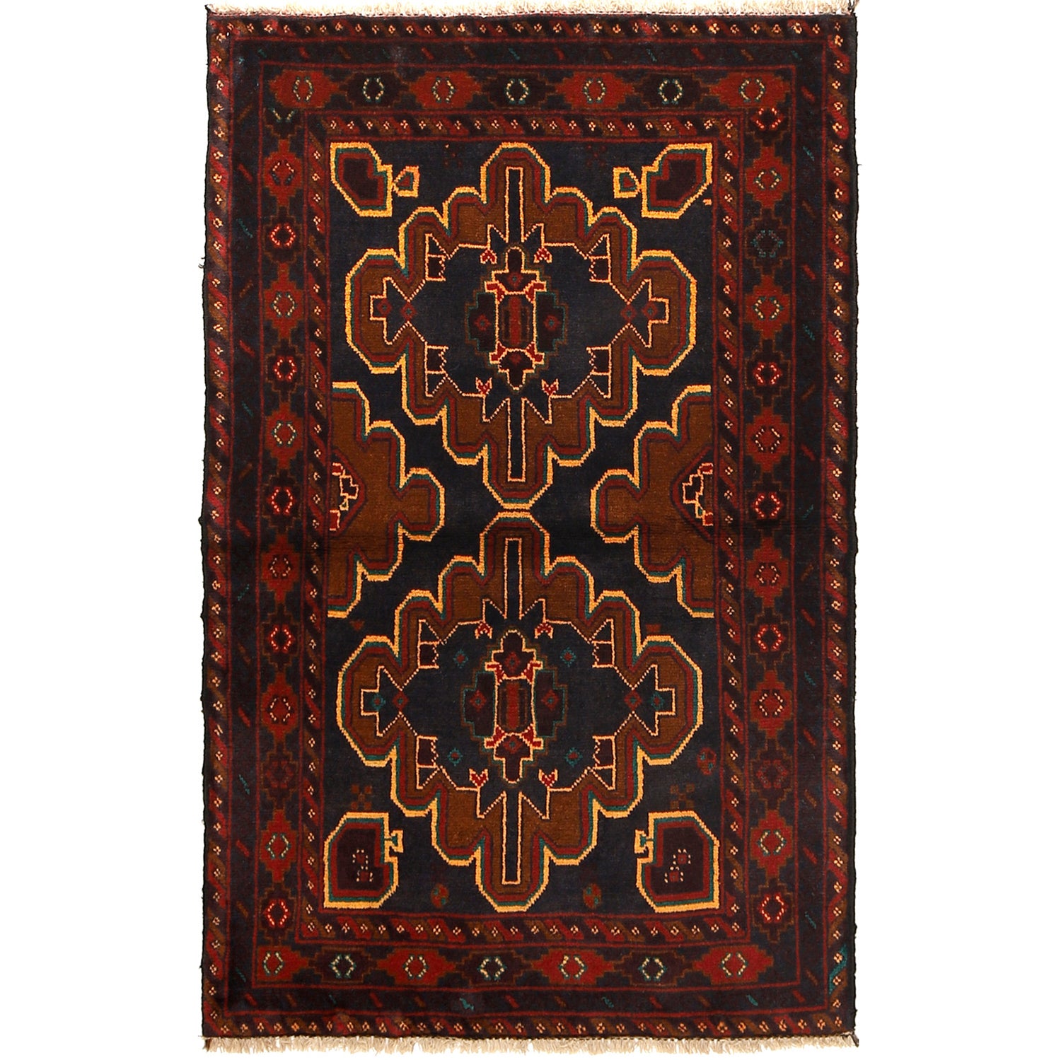 Baluchi Rug Handmade Multi Geometric 3x5 ft