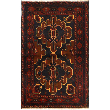 Baluchi Rug Handmade Multi Geometric 3x5 ft