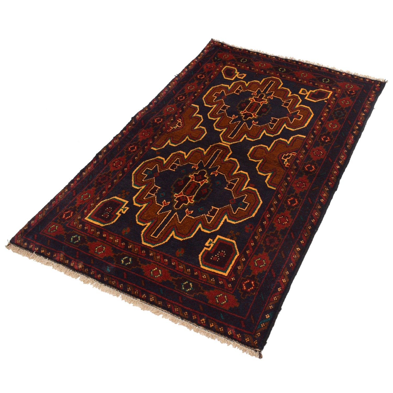 Baluchi Rug Handmade Multi Geometric 3x5 ft