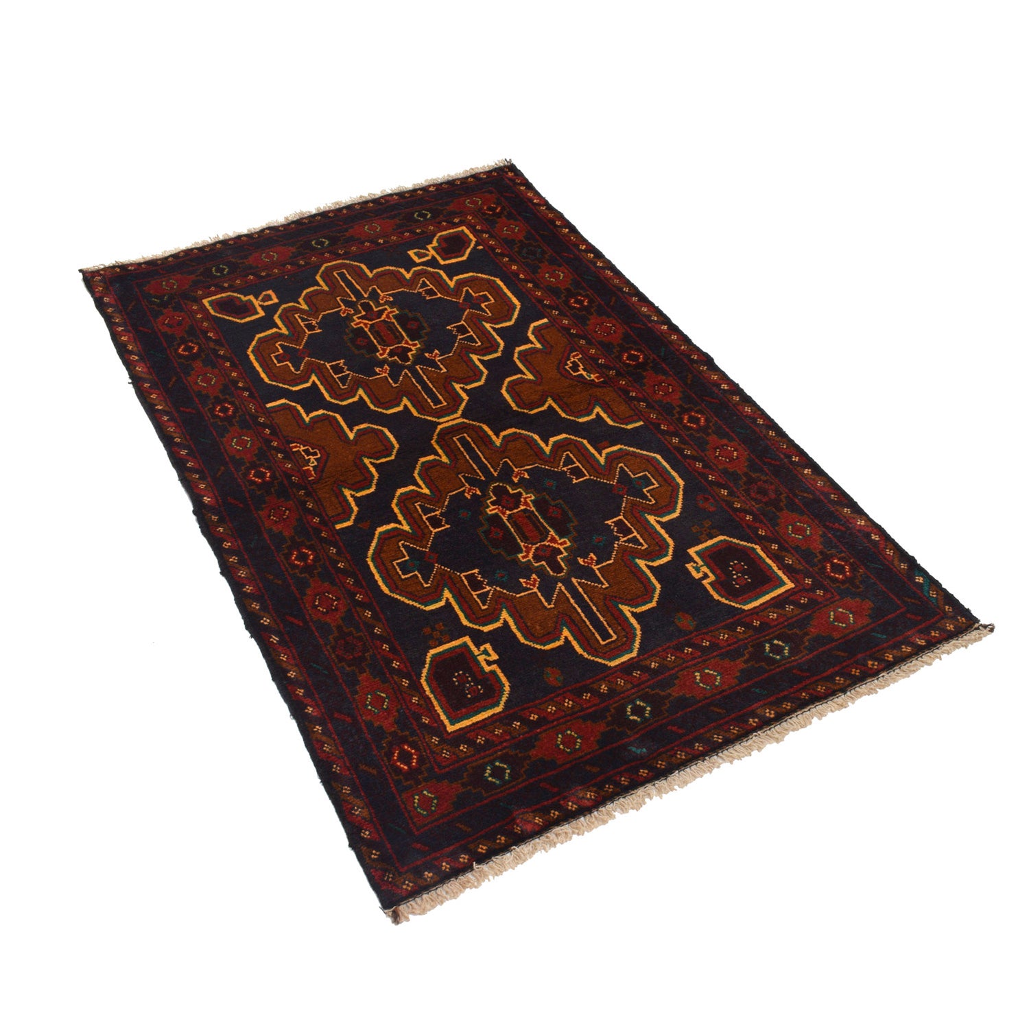 Baluchi Rug Handmade Multi Geometric 3x5 ft