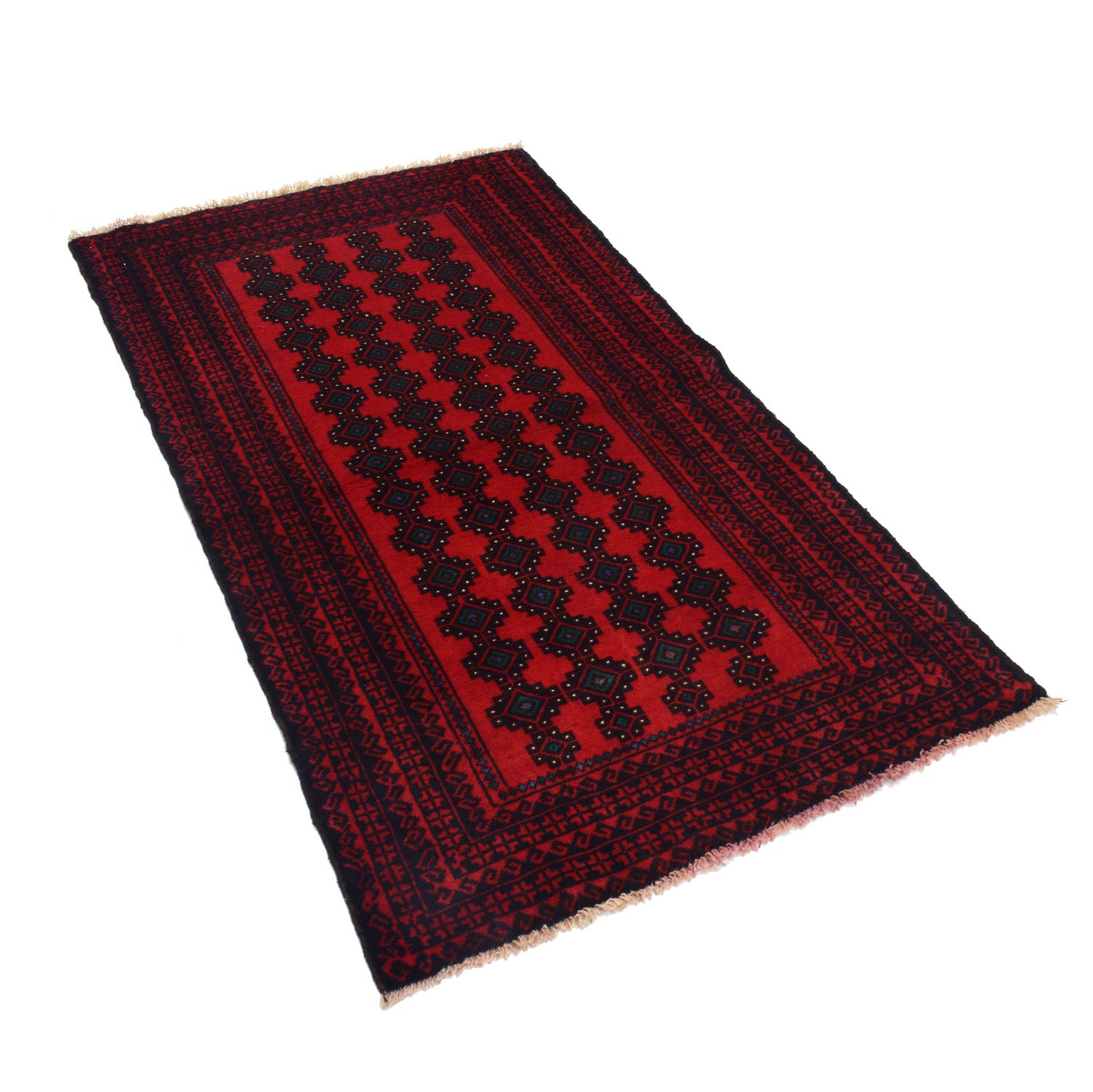 Baluchi Rug Handmade Red Geometric 3x5 ft