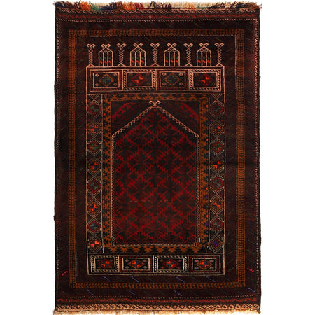 Baluchi Rug Handmade Multi Prayer Design 3x5 ft