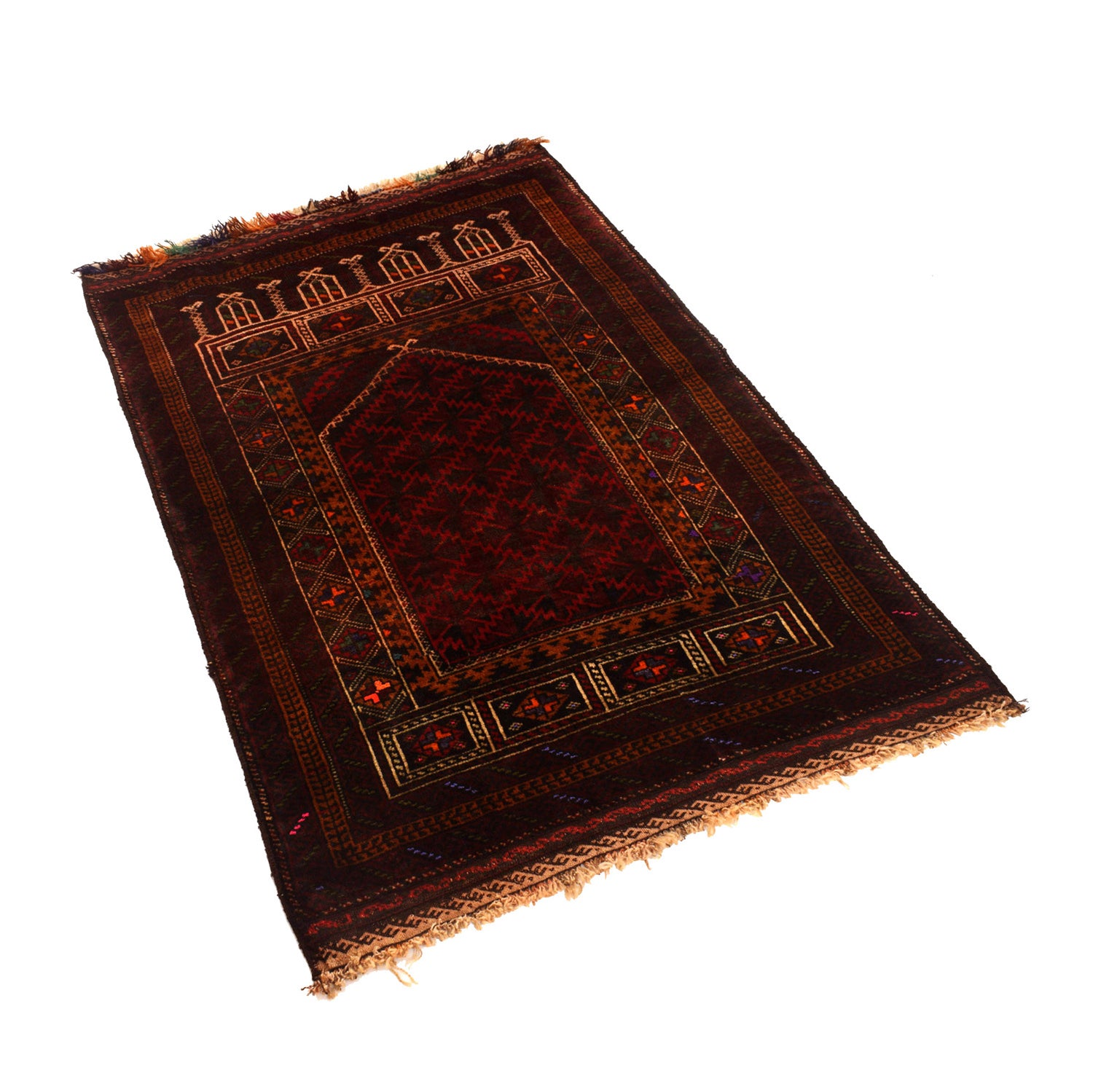 Baluchi Rug Handmade Multi Prayer Design 3x5 ft