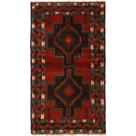 Baluchi Rug Handmade Multi Geometric 3x5 ft