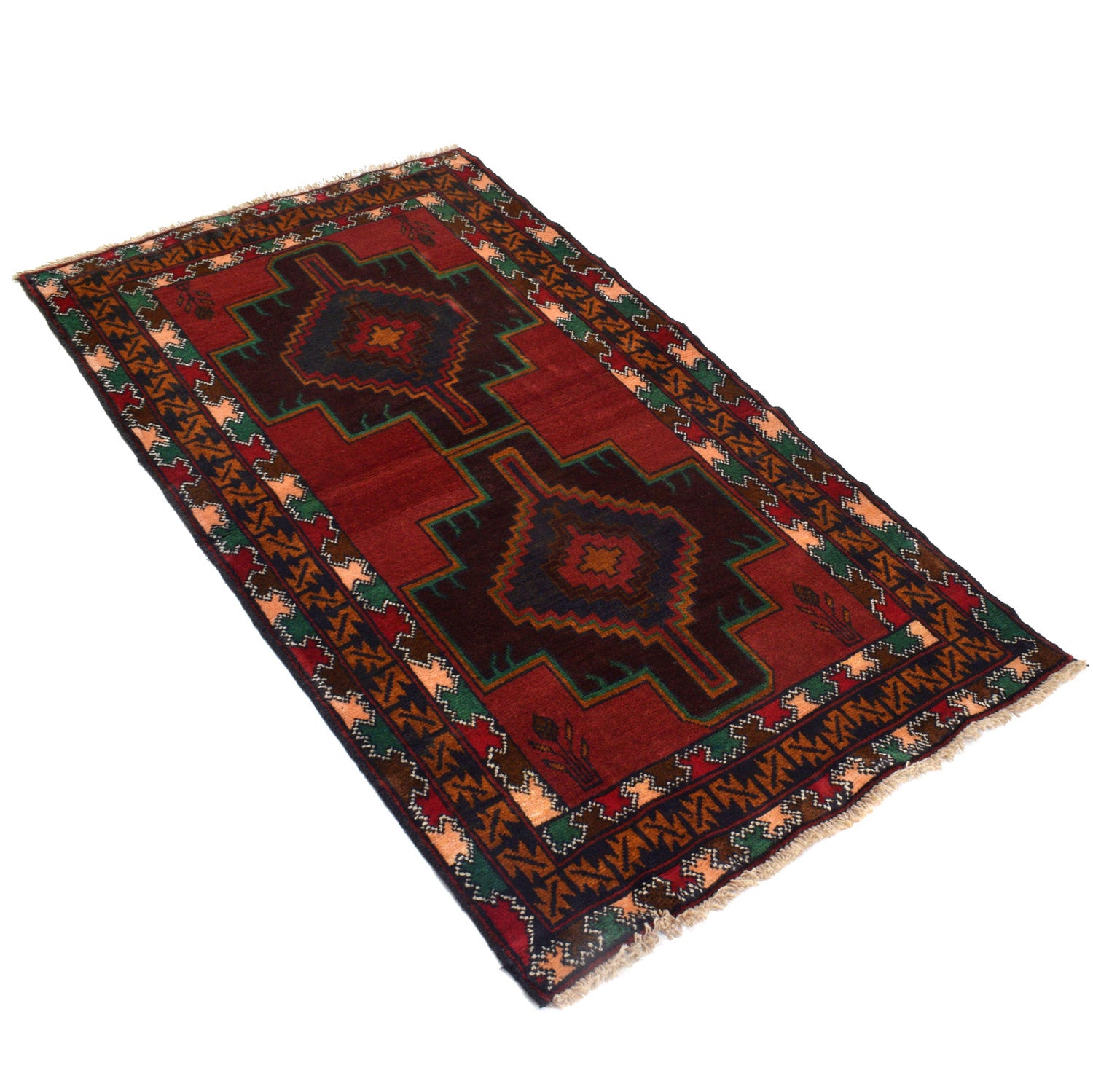 Baluchi Rug Handmade Multi Geometric 3x5 ft