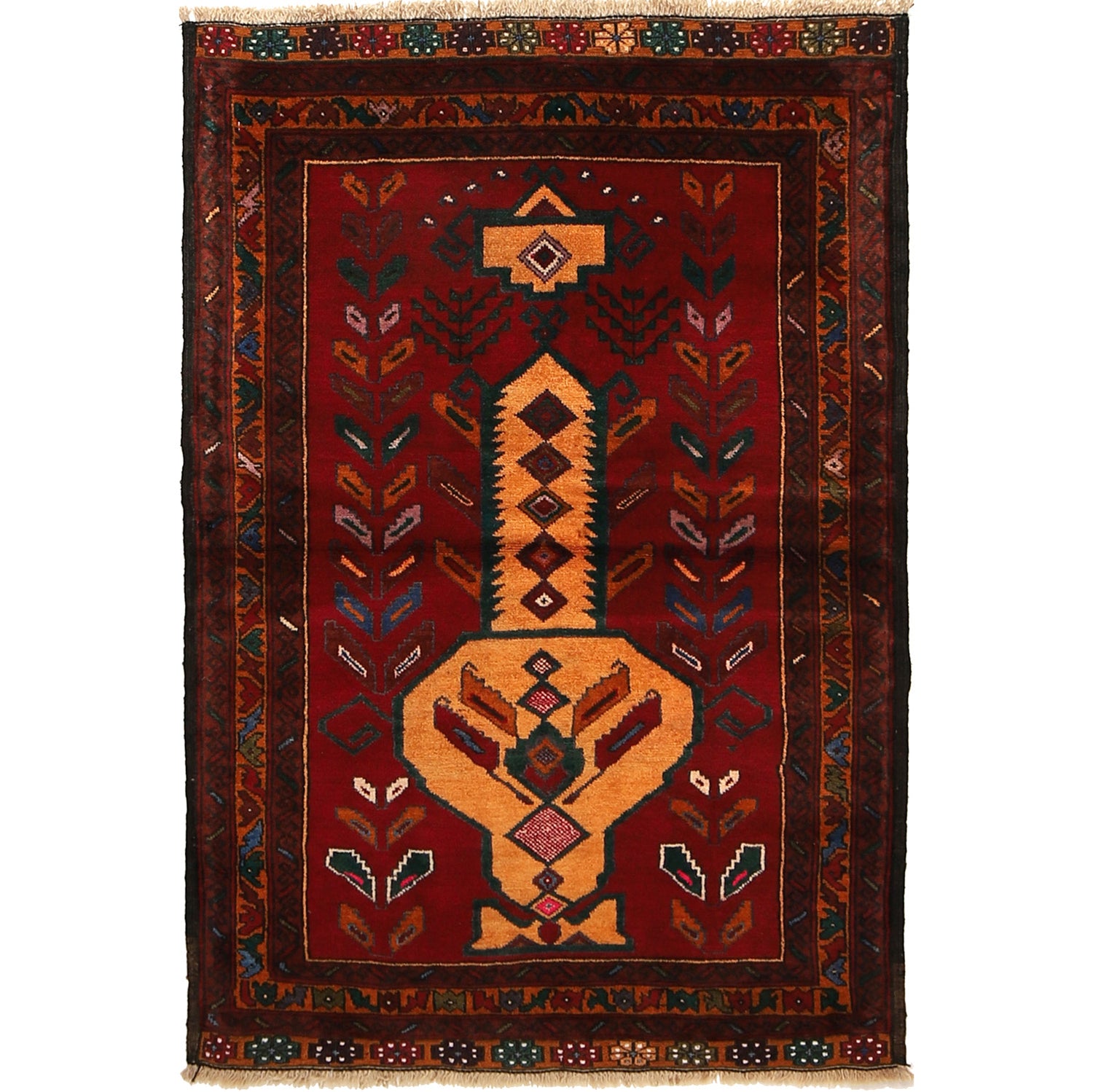 Baluchi Rug Handmade Multi Geometric 2x4 ft