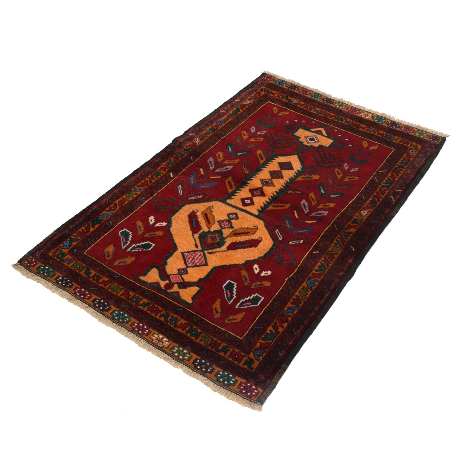 Baluchi Rug Handmade Multi Geometric 2x4 ft