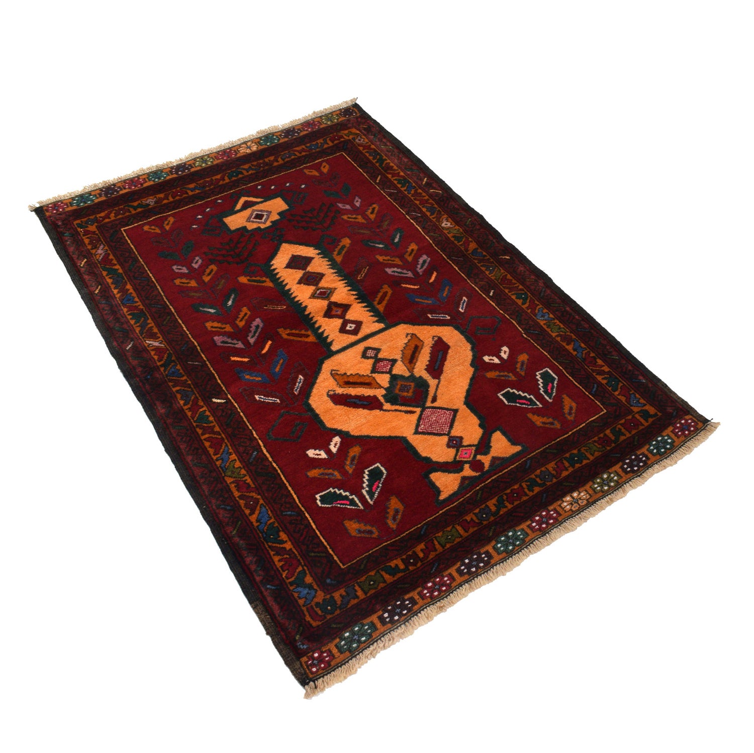 Baluchi Rug Handmade Multi Geometric 2x4 ft