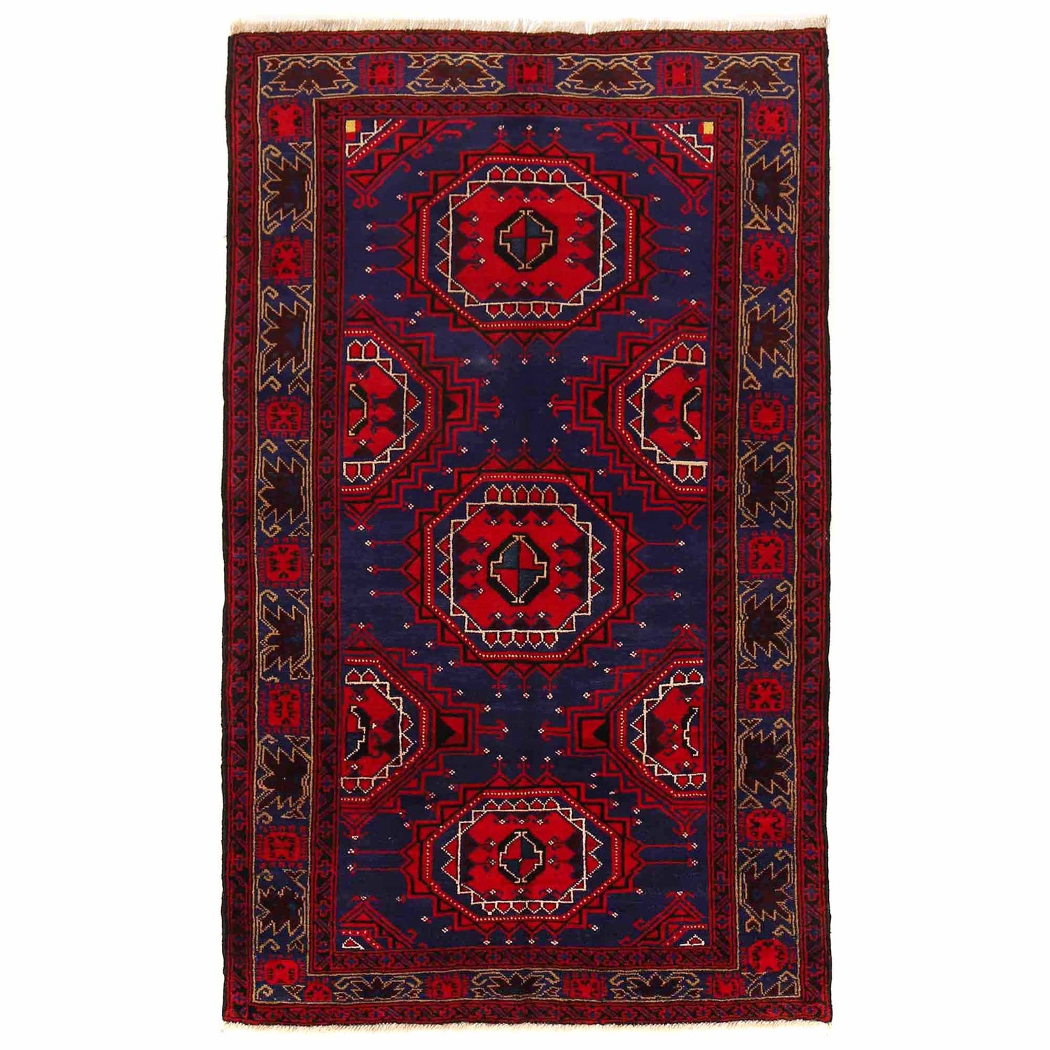 Baluchi Rug Handmade Multi Geometric 4x6 ft