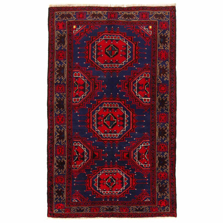 Baluchi Rug Handmade Multi Geometric 4x6 ft