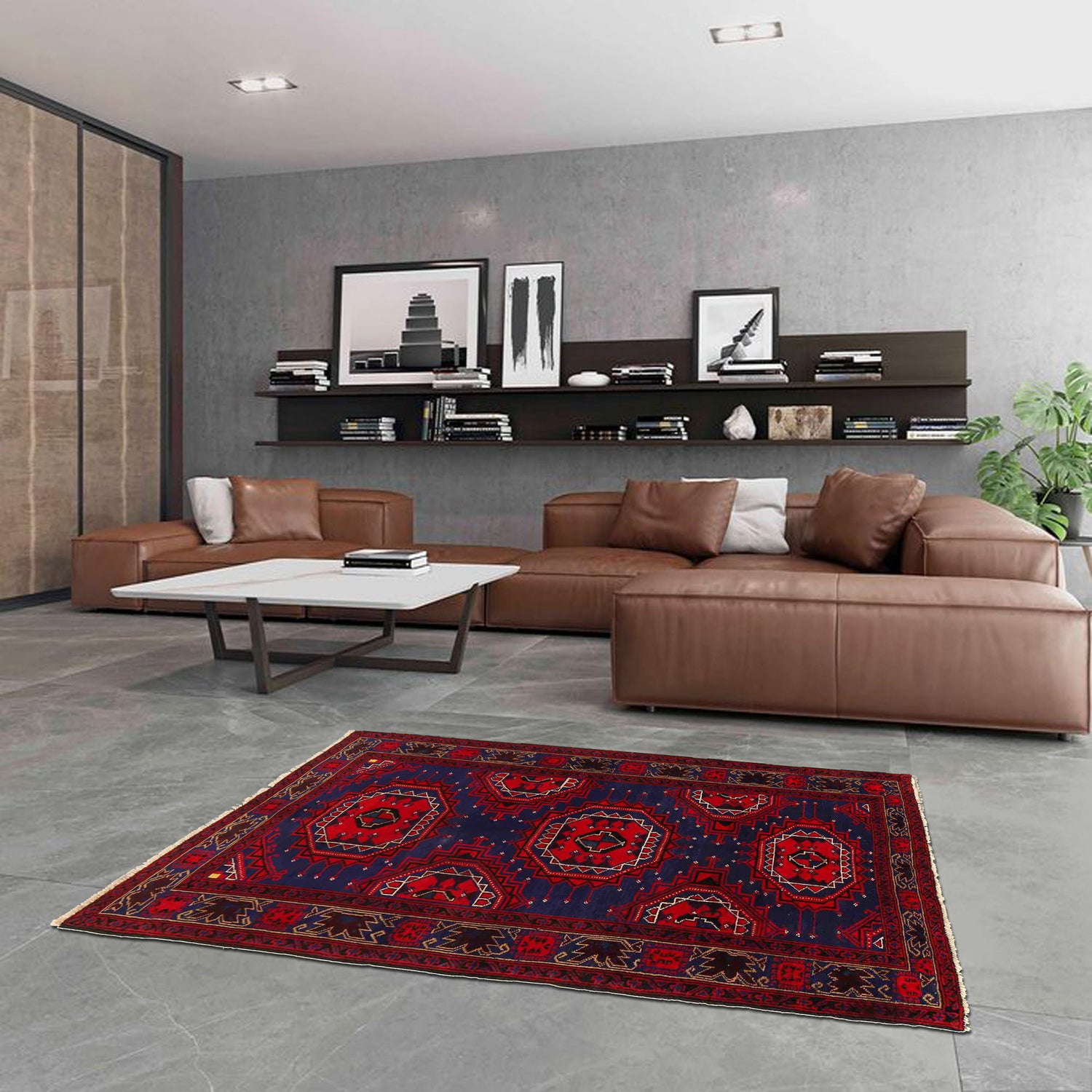 Baluchi Rug Handmade Multi Geometric 4x6 ft