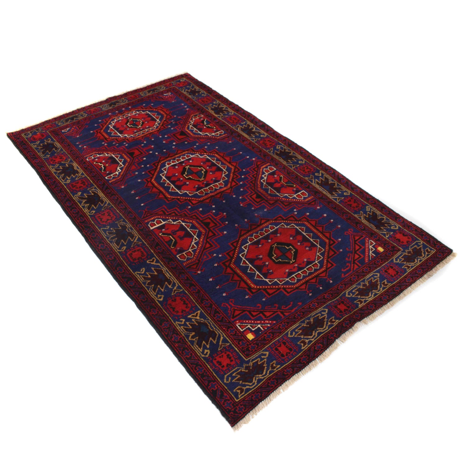 Baluchi Rug Handmade Multi Geometric 4x6 ft