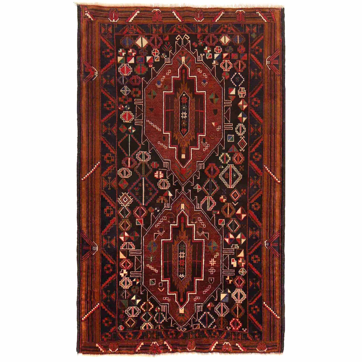 Baluchi Rug Handmade Multi Geometric 4x6 ft