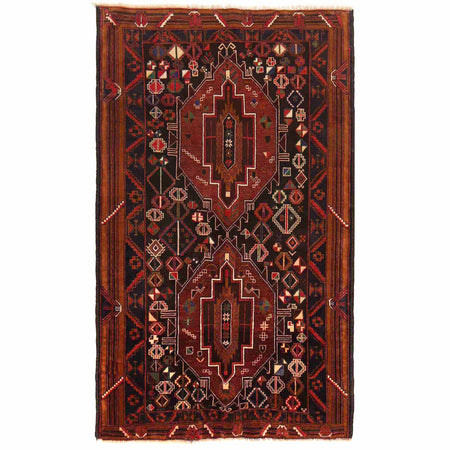 Baluchi Rug Handmade Multi Geometric 4x6 ft