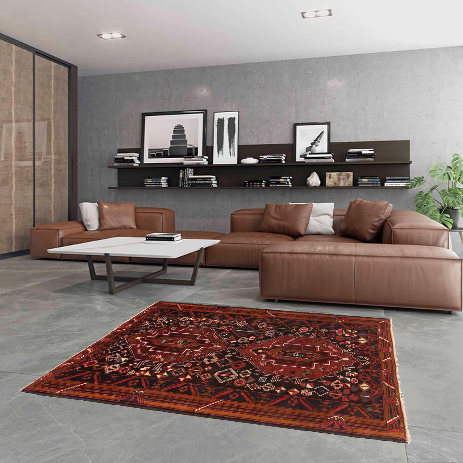 Baluchi Rug Handmade Multi Geometric 4x6 ft